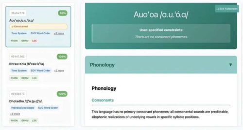 An example of a language created by ConlangCrafter.