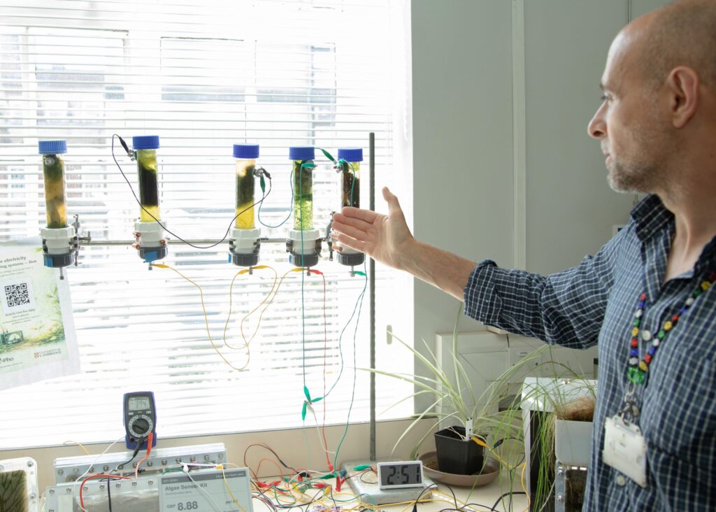 Dr Paolo Bombelli with experimental living algae systems