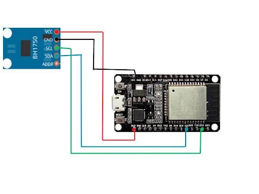 ESP32 and BH1750 connection