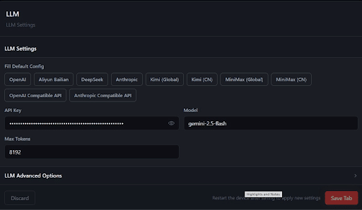 Configuring LLM for ESP-Claw