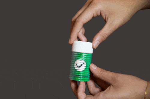 Caption:
A new 3D printing system created by MIT researchers enables users to produce interactive objects like this chemical bottle, which change their appearance when they are pressed, slid, or turned, without the use of any internal electronics.
Credits:
Credit: Courtesy of the researchers