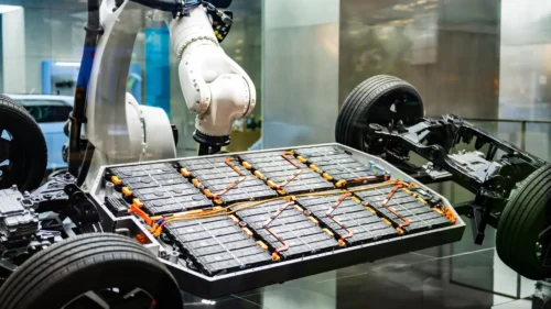 Robotic arm installing electric car battery (representational image)