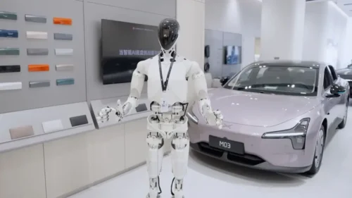The company plans to use the robots for customer-facing tasks, including explaining vehicles and demonstrating their features