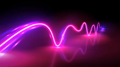 Concept image of a laser moving through a ceramic waveguide.