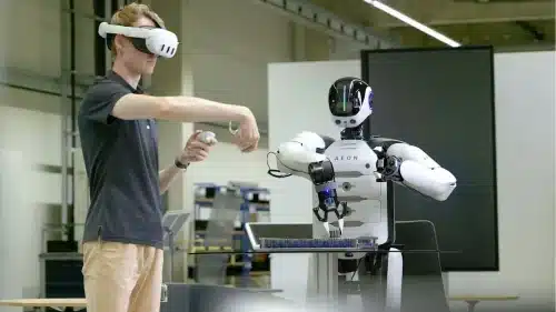 A humanoid training for tasks.