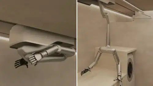 Ceiling mounted robotic arms to do robotic chores.