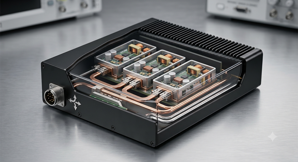 AI representation of the compact DC-DC convertor module