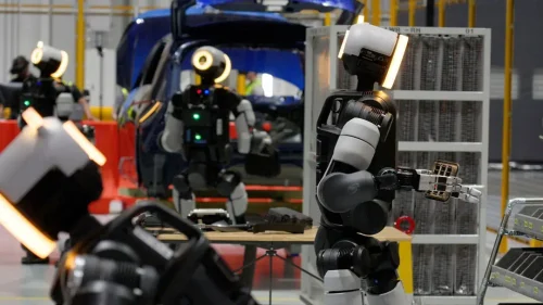 Humanoid robots for manufacturing tasks.