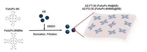 Schematic illustration of chemical structures of catalysts and preparation method of catalysts on carbons. ©Hiroshi Yabu and Dario R. Dekel